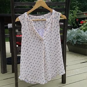 Bird print summer blouse